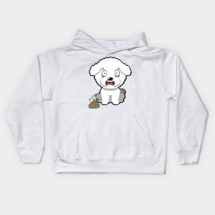 Funny furry dog smells stinky poo poo Kids Hoodie